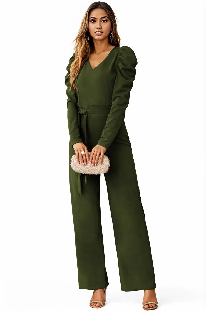 Belted Wide Leg Formal Rompers Jumpsuits - XD21