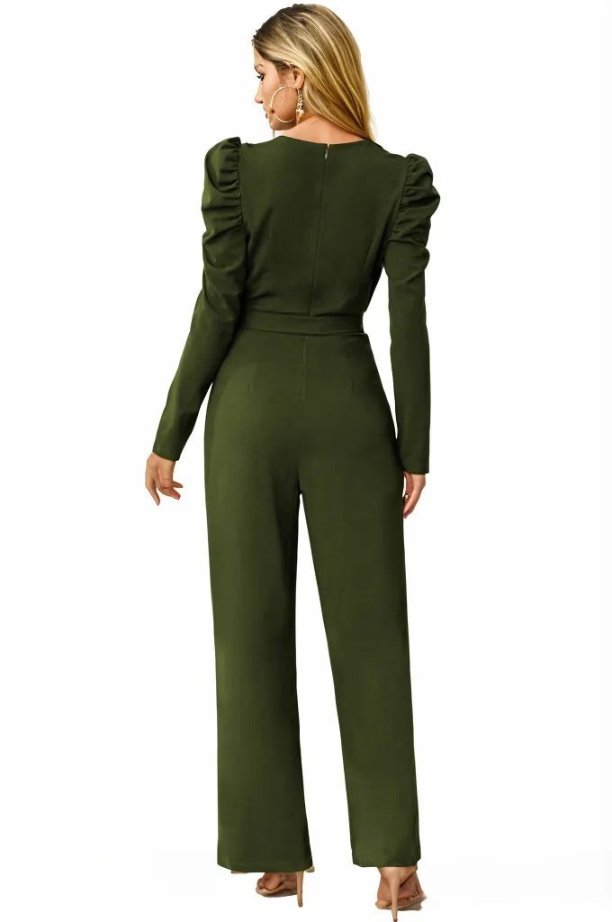 Belted Wide Leg Formal Rompers Jumpsuits - XD21