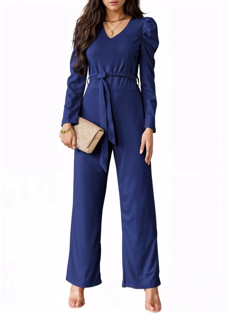 Belted Wide Leg Formal Rompers Jumpsuits - XD21