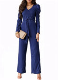 Belted Wide Leg Formal Rompers Jumpsuits XD21