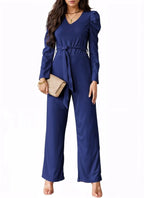 Belted Wide Leg Formal Rompers Jumpsuits XD21