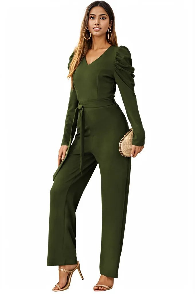 Belted Wide Leg Formal Rompers Jumpsuits - XD21