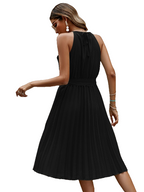 Belted pleated tie back midi dress XD21