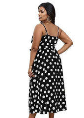 Big Polka Dot Spaghetti Midi Dress XD21