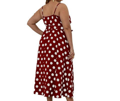 Big Polka Dot Spaghetti Midi Dress XD21