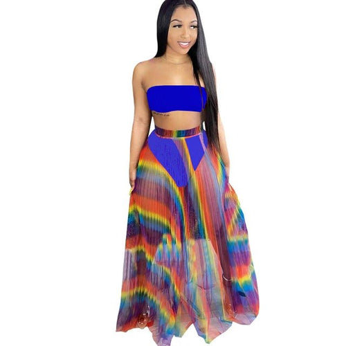 Bikini Set With Rainbow Mesh Skirt 3pc Set XD21