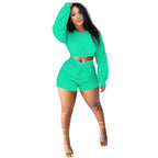 Bishop Sleeve Crop Top and Ruched Shorts XD21