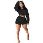 Bishop Sleeve Crop Top and Ruched Shorts XD21