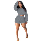 Bishop Sleeve Crop Top and Ruched Shorts XD21