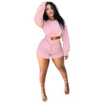 Bishop Sleeve Crop Top and Ruched Shorts XD21