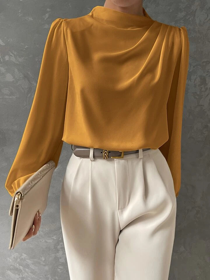 Bishop Sleeve Draped Front Blouse XD21