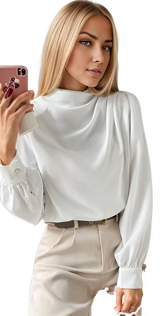 Bishop Sleeve Draped Front Blouse XD21