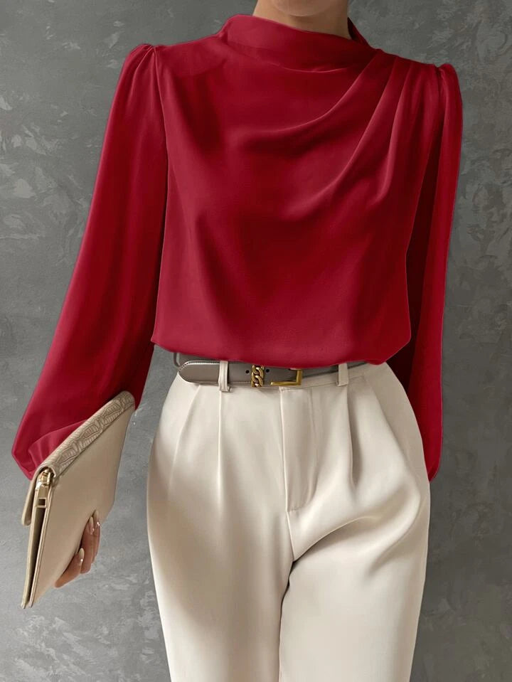 Bishop Sleeve Draped Front Blouse XD21