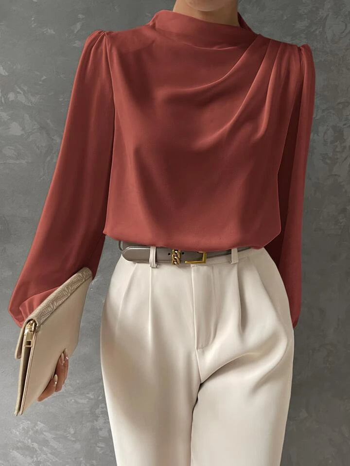 Bishop Sleeve Draped Front Blouse XD21