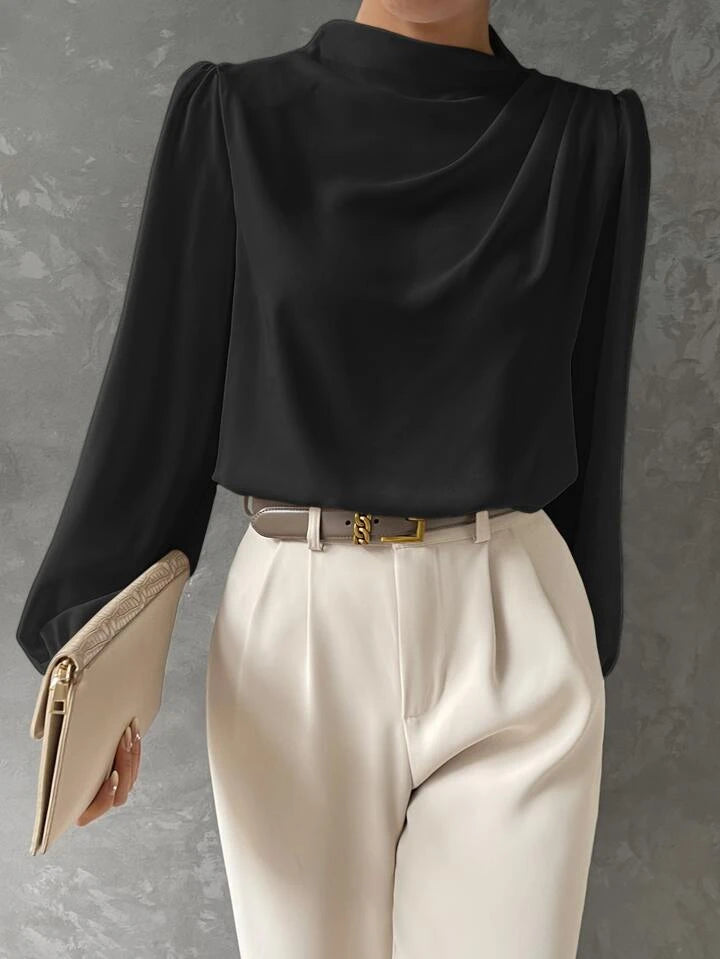 Bishop Sleeve Draped Front Blouse XD21