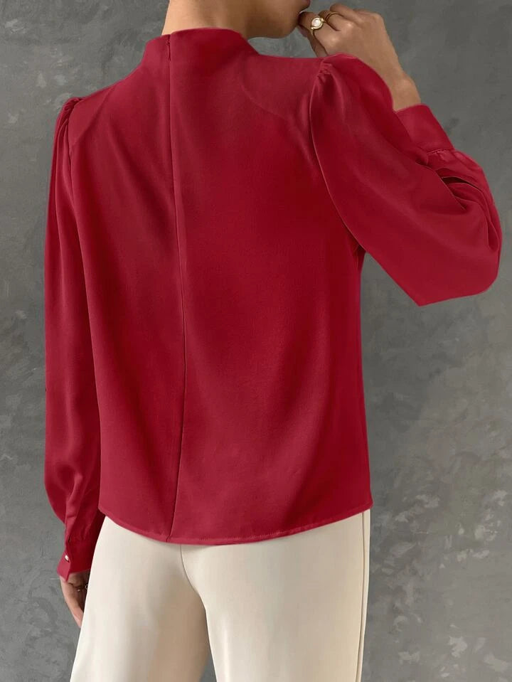 Bishop Sleeve Draped Front Blouse XD21