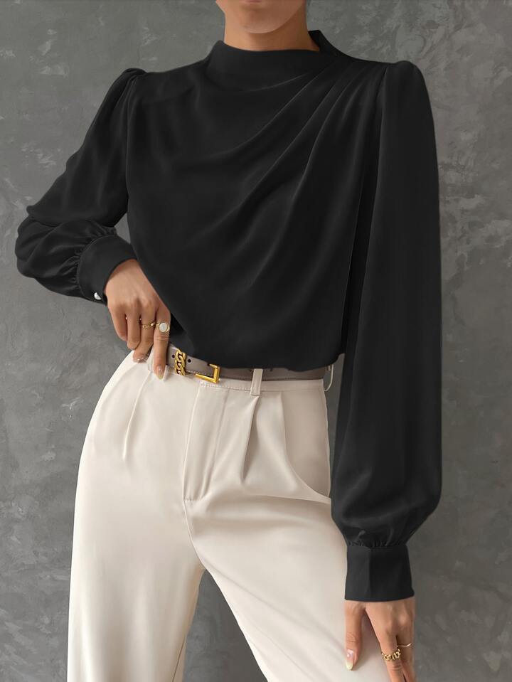 Bishop Sleeve Draped Front Blouse XD21