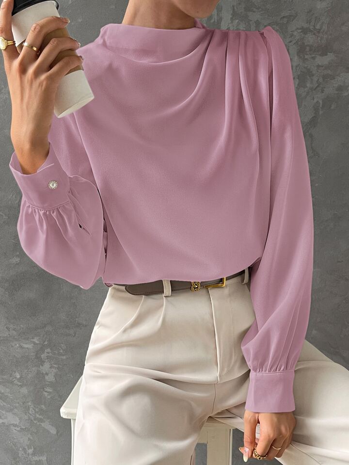 Bishop Sleeve Draped Front Blouse XD21