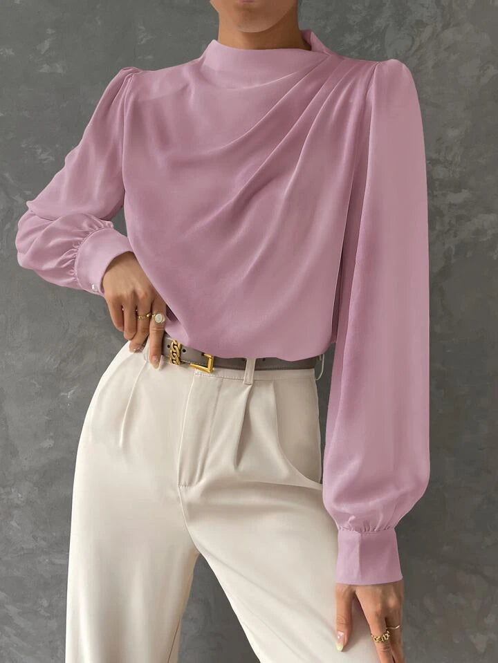 Bishop Sleeve Draped Front Blouse XD21