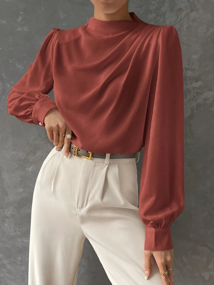 Bishop Sleeve Draped Front Blouse XD21