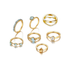 Blue Stone Knuckle Ring set 7pc XD21