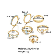 Blue Stone Knuckle Ring set 7pc XD21