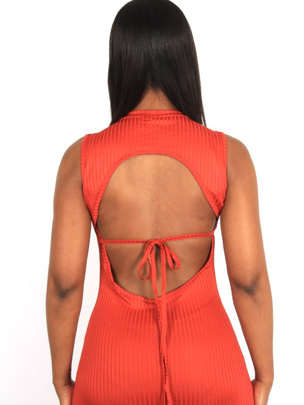Bodycon tie back maxi dress