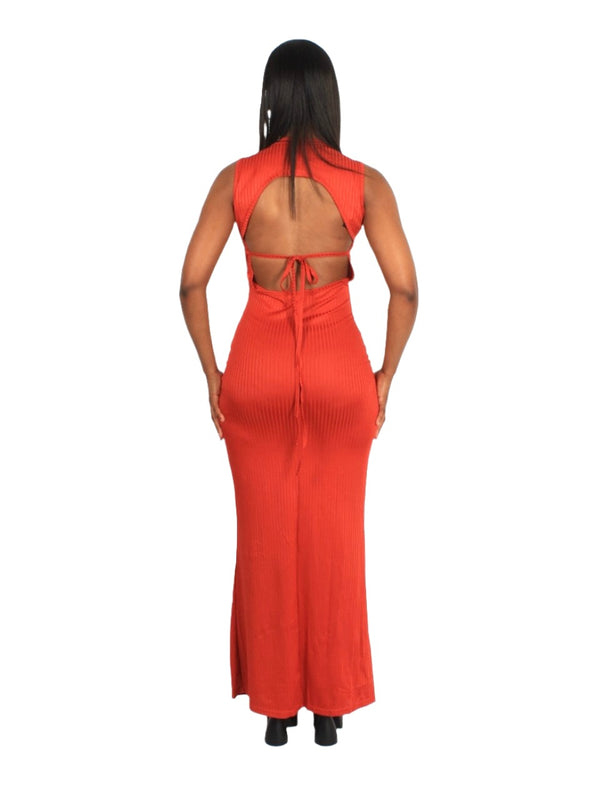 Bodycon tie back maxi dress