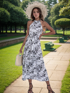 Bohemian Summer Maxi Dress with Belt XD21