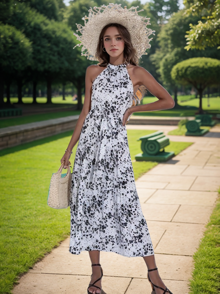 Bohemian Summer Maxi Dress with Belt XD21