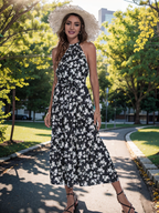 Bohemian Summer Maxi Dress with Belt XD21