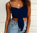 Off-The-Shoulder Bow Tie Straps Tube Top Casual Suspenders Small Tank Top - XD21