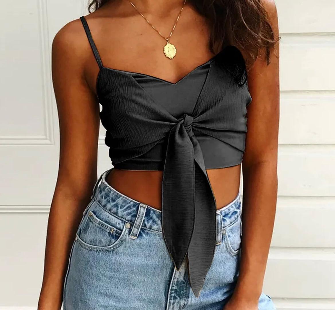 Off-The-Shoulder Bow Tie Straps Tube Top Casual Suspenders Small Tank Top - XD21