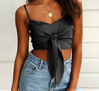 Off-The-Shoulder Bow Tie Straps Tube Top Casual Suspenders Small Tank Top - XD21