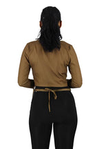 Brown Backless Lace Up T-Shirt Top XD21