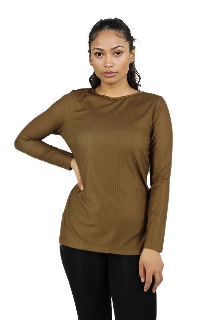 Brown Backless Lace Up T-Shirt Top XD21
