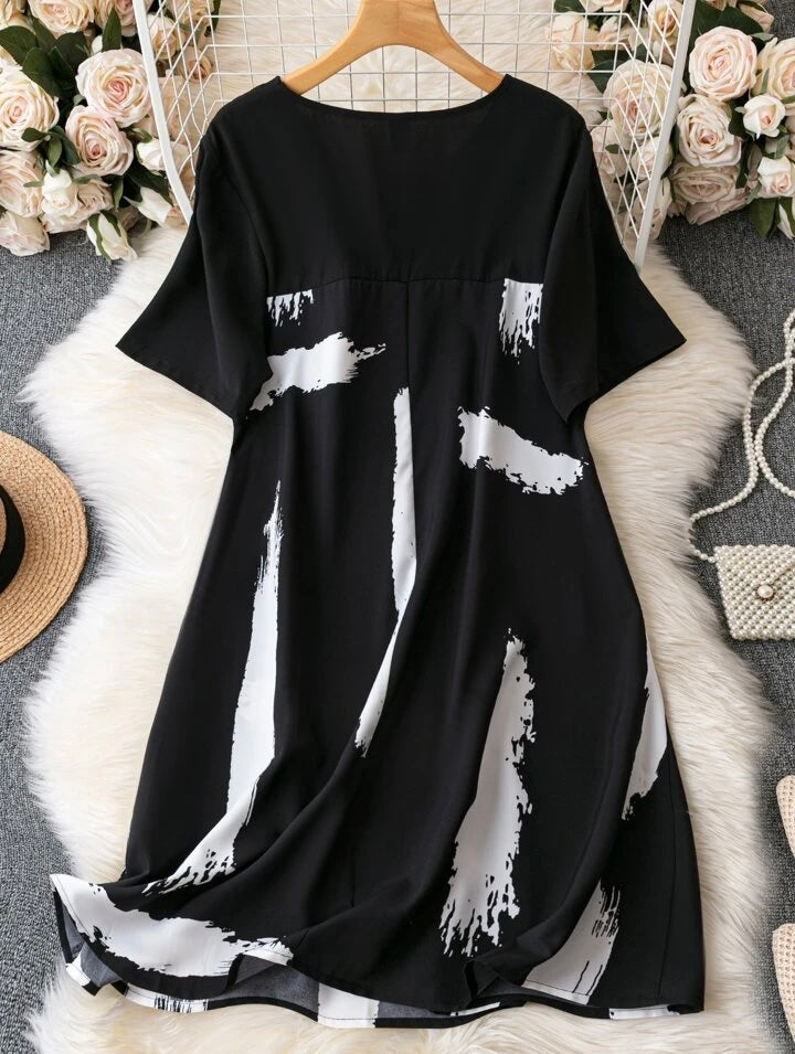 Brush Stroke Tunic Dress Curve XD21