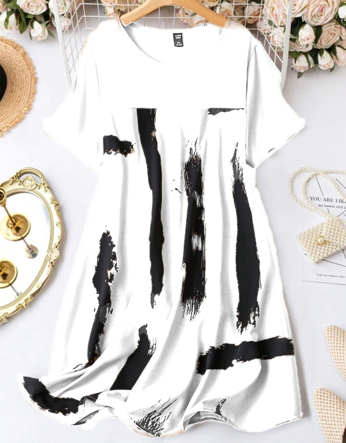 Brush Stroke Tunic Dress Curve XD21