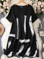 Brush Stroke Tunic Dress Curve XD21