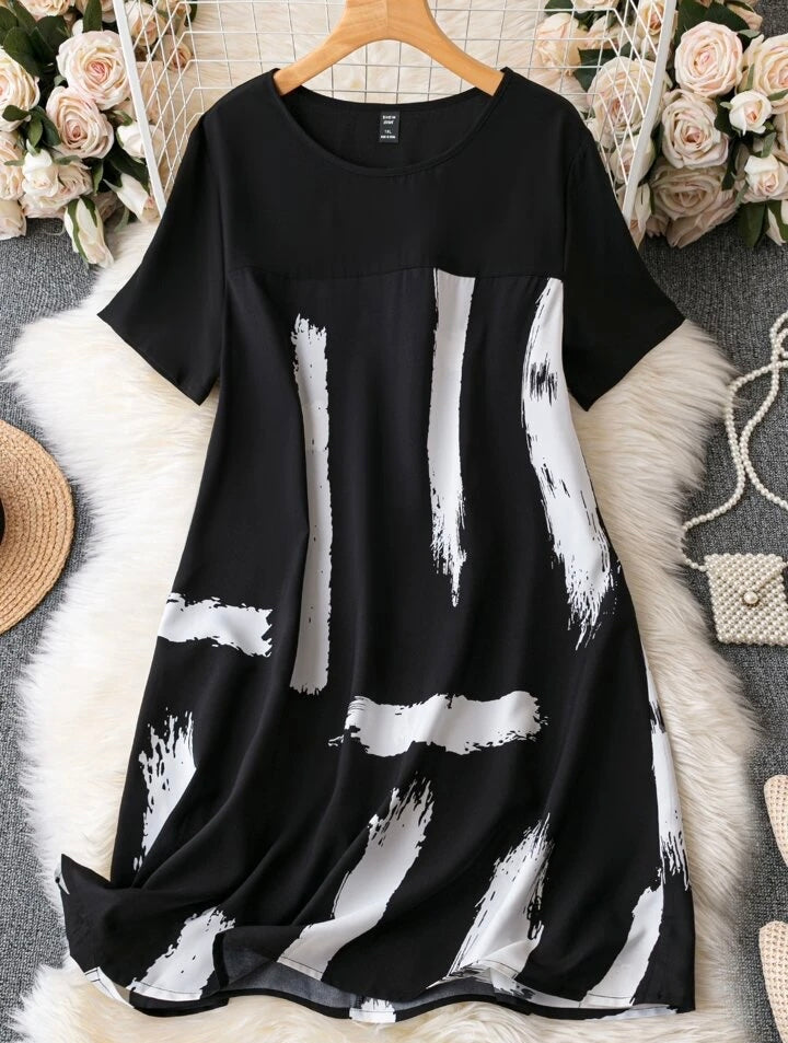 Brush Stroke Tunic Dress Curve XD21