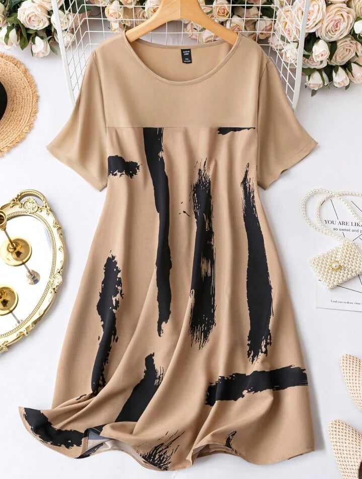 Brush Stroke Tunic Dress Curve XD21