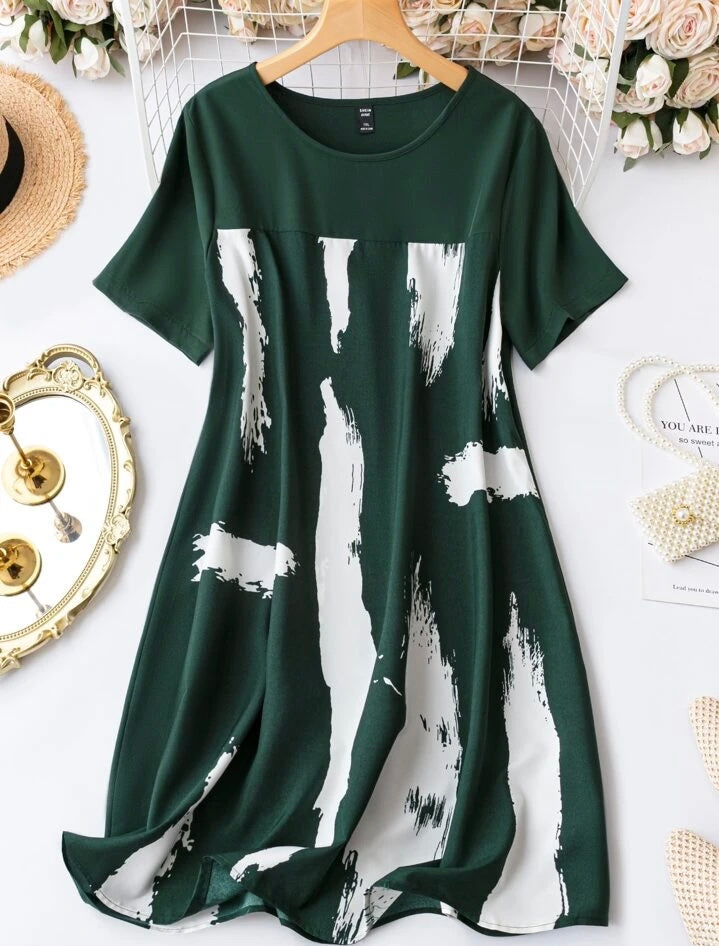 Brush Stroke Tunic Dress Curve XD21