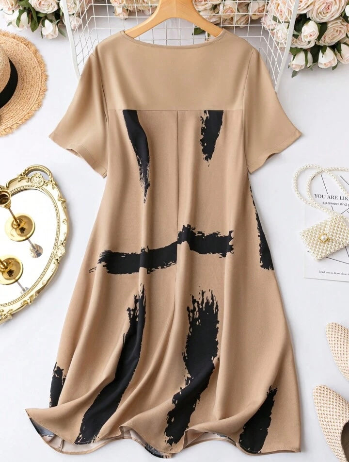 Brush Stroke Tunic Dress Curve XD21
