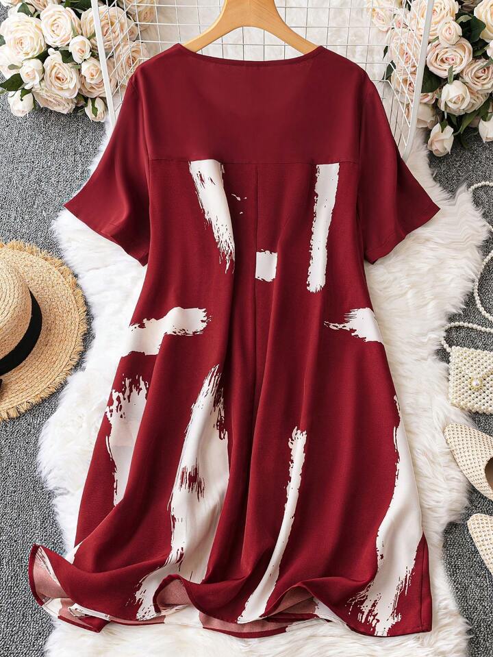 Brush Stroke Tunic Dress Curve XD21