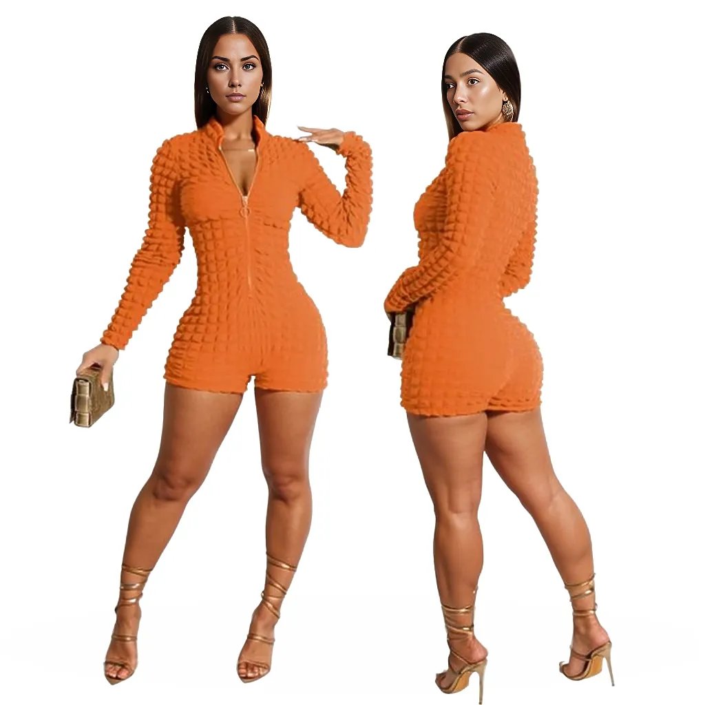 Bubble Zipper Soft Shorts Jumspuit XD21