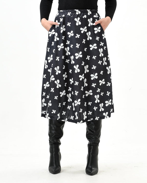 Butterfly Flowy Elastic Wasit Midi Skirt