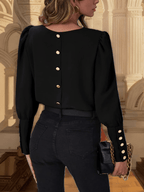 Button Back Puff Sleeve Blouse XD21