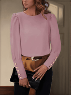 Button Back Puff Sleeve Blouse XD21