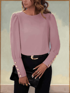 Button Back Puff Sleeve Blouse XD21