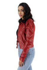 Button Up PU Leather Crop Jacket XD21